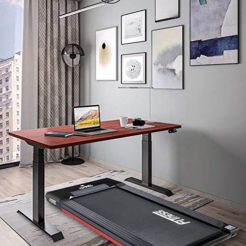 WINNINGO Electric Under Desk Treadmill 450W, Walking Treadmill Platform with Remote Control, Adjustable Speed 0.6-3.7M/H, Jogging Machine for Home Office Fitness (Reb/Black) - Thumbnail 2