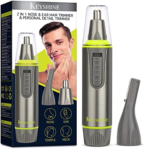 2 in 1 Ear & Nose Hair Trimmer for Men and Personal Trimmer，Painless Facial Hair Trimmer for Men, Easily Clean up Necklines, Sideburns, Eyebrows, Nose and Ear Hair, and More.
