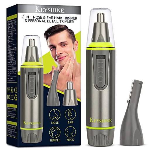 2 in 1 Ear & Nose Hair Trimmer for Men and Personal Trimmer，Painless Facial Hair Trimmer for Men, Easily Clean up Necklines, Sideburns, Eyebrows, Nose and Ear Hair, and More.