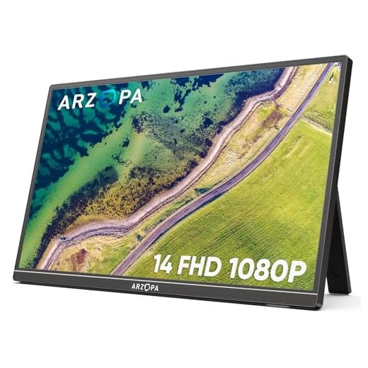 ARZOPA Suporte para monitor portátil, monitor portátil ultrafino de 14 polegadas, tela externa FHD 1080p com alto-falantes duplos segunda tela para laptop, PC, telefone, Xbox PS4/5, Switch - A1S