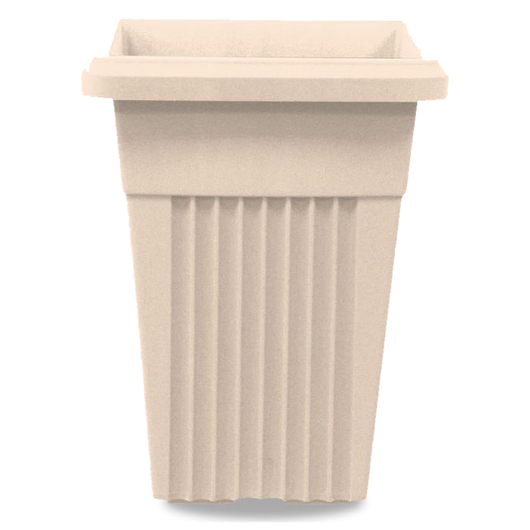 ALEEZ - 40cm Tall Upright Planter - Garden Tall Square Flower Pot - Modern Garden, Patio, Front Door Decor - Indoor Outdoor Use Water Resistant Pot - Suitable For Plant, Herbs (1, Taupe)