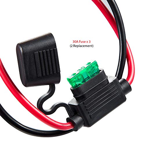 YCIND 3/8" Ring Eyelet Terminal to Female Cigarette Lighter Socket Battery Boost Cable Heavy-Duty 30A Fuse 12V/24V 12AWG Cord 10Ft - Thumbnail 2