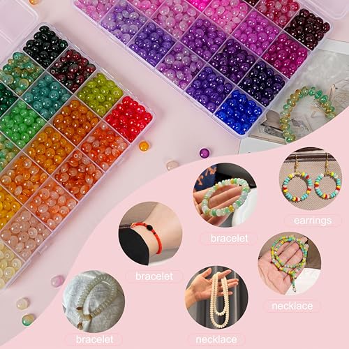 1500 Pieces 5 * 8mm Abacus Glass Beads for Jewelry Making,48 Colors Special Glass Beads Friendship Beads for Bracelet Necklaces Making and DIY Crafts,Great Gifts for 6-Year-Old Girls - Image 4
