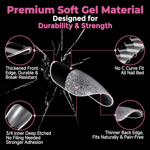 Image of UNA GELLA Extra Short Almond Nail Tips, 15 Sizes Pre-Shaped Full Cover Extra Short Almond Nails 300Pcs Clear Press on Nails for DIY Manicure, Nail Art Design, and Salon Use