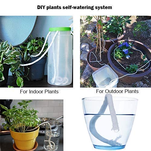 Orimerc 30 Feet Self Watering Wick Cord For Vacation Potted Plants Planter Sitter Auto Waterer Wash Can Bonsai Terrarium Orchids Seedling African Violets And 500Ml Watering Bottle For Succulents #TOP5