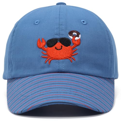WILLPORT Embroidery Kids Adjustable Cotton Baseball Cap 2-5Y Blue Crab