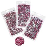 qiipii 16000PCS Rose Red Crystal Resin Rhinestones for Crafting Hot Pink Flatback Stones 3mm 4mm 5mm Non-Hotfix Dark Rose Pink Diamonds Crystals Gems Charms for Nails Face Eyes Makeup Tumblers Crafts