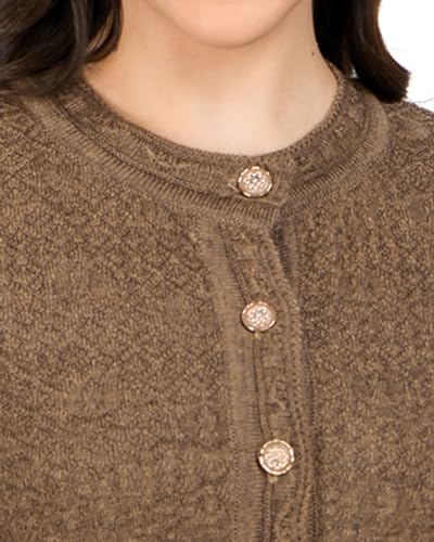 Image of Lady Willington Women Woolen Round Neck Self Design Cardigan Heavy Rainbow Fabric Cardigan Winter Wear Pure Wool Cardigan for Women Free Size Long Cotty Warm Cardigan Free Sizes