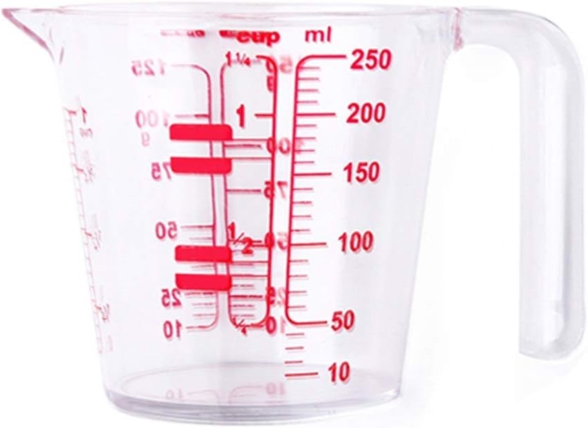 Measuring Cup, Plastic Clear Scale Kitchen Baking High Temperature Resistance 70° Sturdy Easy To Clean (Size : 250ml+500ml) (Clear 500ml)