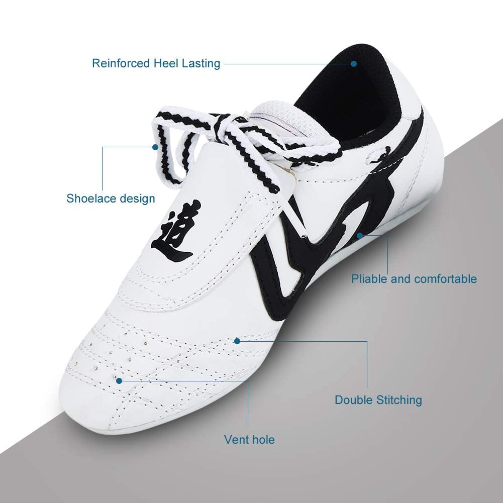 VGEBY Zapatillas de Taekwondo Antideslizantes Zapatos de Artes Marciales para Adultos y Niños, Unisex, Talla 28-45, Blanco