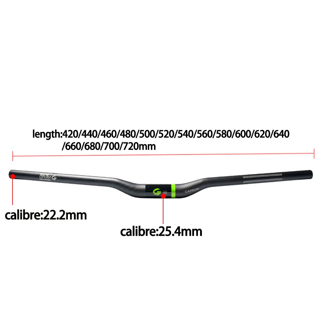 Guidon Vélo De Route En Fibre De Carbone – Largeurs 400/420/440 Mm – Barre De Chute – Neuf
