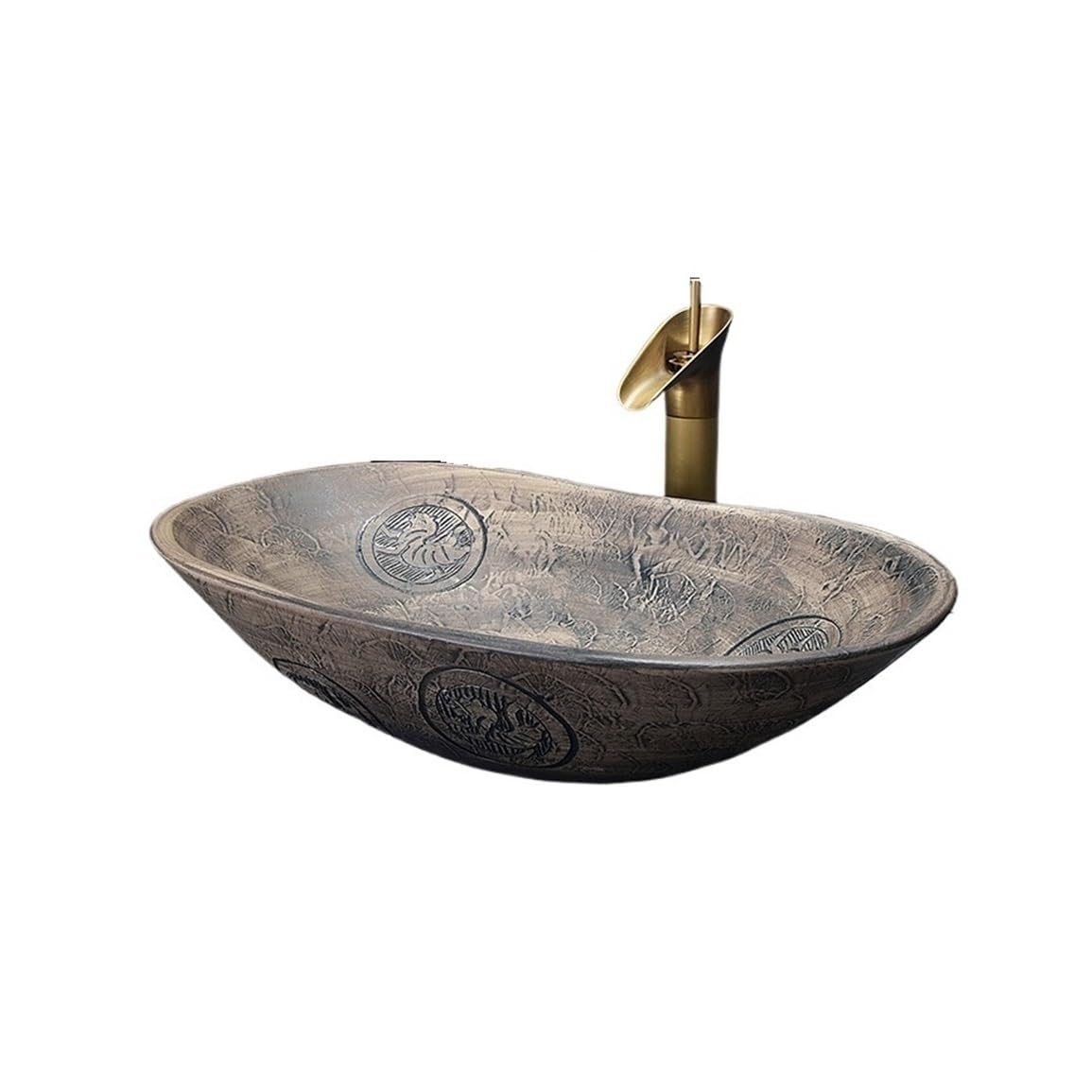 WOTZOV Bathroom Creative Home Decoration Bathroom Sink High Temperature Ceramic Above Counter Basin With Faucet Drain Set Vessel