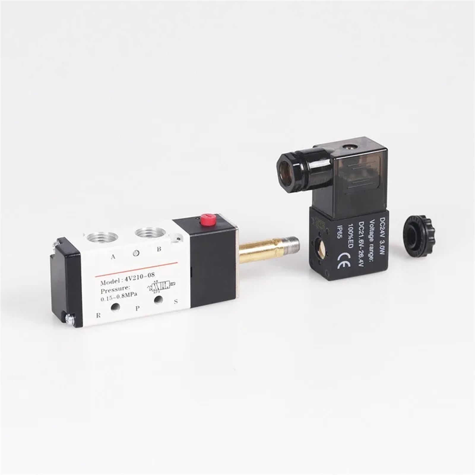 Electroválvula neumática eléctrica de 5 vías y 2 posiciones, control aire gas, válvula magnética, 12 V, 24 , 220 , voltaje bobina, conexiones manguera 4 mm a(Pc 4mm Fittings,Motor With Bracket)