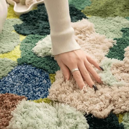 Tapis en polyester à poils longs épais et abstrait haut de gamme - 4