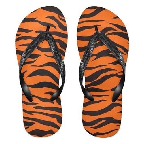 Tiger Stripes Orange Brown Flip Flop Beach Summer Casual Sandal for Women & Men Shower Shoes 20861812