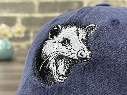 Image of Opossum Possum Hat for Men Women, Embroidered Adjustable Dad Cap | Animal Lover Gift Idea, Outdoor Casual Wear Cap, Soft Washed Cotton, Adjustable Fit Closure