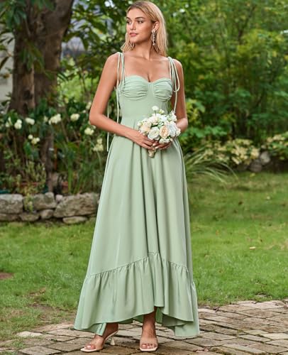 Image of GLNEGE Women's Summer Corset Wedding Guest Maxi Dress Spaghetti Strap Ruffle Formal Dresses Flowy A Line Tea Party Sundress