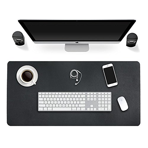 Boshiho PU Leather Desk Pad/Mat Blank Top Non-Slip Waterproof Extra Large Extended Gaming Mouse Pad (Black/Red, L)