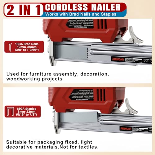 SundpeyPRO 18GA Nail Gun Cordless 21V - 2 Firing Modes Electric Stapler Gun with 2 2.0Ah Battery - 2-in-1 Cordless Brad Nailer with 600 Nails & 2000 Staples for Home Upholstery Carpentry DIY Projects 2 SundpeyPRO 18GA Nail Gun Cordless 21V - 2 Firing Modes Electric Stapler Gun with 2 2.0Ah Battery - 2-in-1 Cordless Brad Nailer with 600 Nails & 2000 Staples for Home Upholstery Carpentry DIY Projects - Image 2