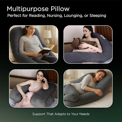 Image of Dr Trust USA Maternity Pillow for Pregnancy Sleeping, U-Shape Maternity Pillow for Pregnant Women, 360-Degree Full Body Support for Back, Legs, HIPS & Belly with Removable Velvet Cover