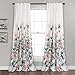 Lush Decor Zuri Flora Curtains Room Darkening Window Panel Set for Living, Dining, Bedroom (Pair), 84" x 52", Blue and Coral