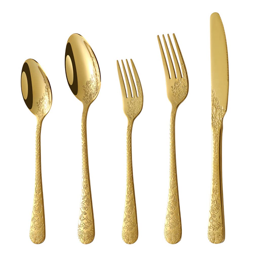 Amazon｜ゴールドシルバーウェアセット 40点の耐久性のある