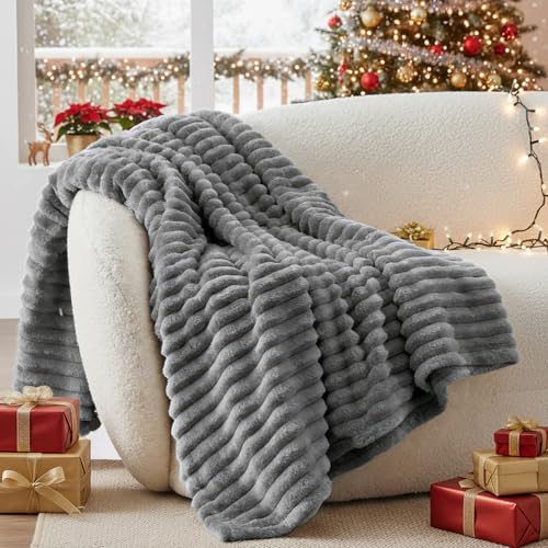 BEDELITE Kuscheldecke Flauschig Decke Klein - weiche Flanell Decken Grau...