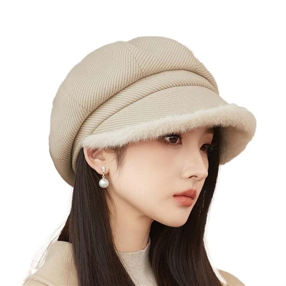 Béret français élégant en beige : la casquette octogonale vintage aux finitions soignées