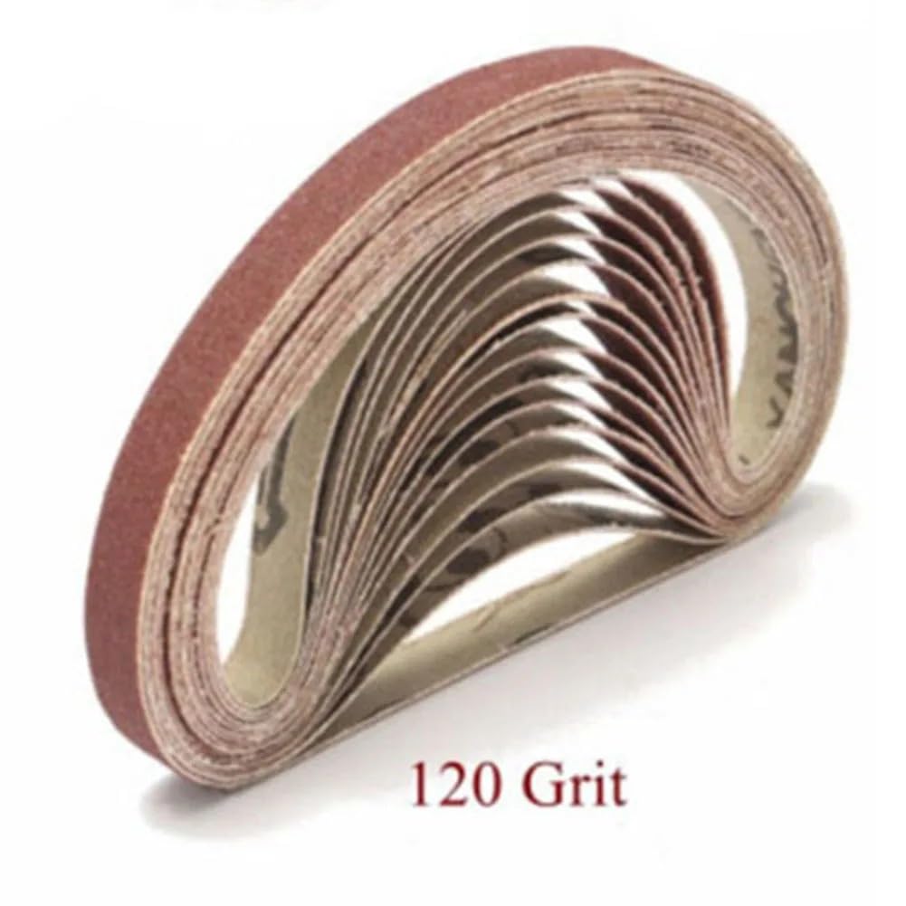 Szlifierka taśmowa, 50 szt. 10 x 330 mm, ziarnistość 60, 80, 120, akcesoria do polerowania drewna, pasy z tlenku glinu(120)