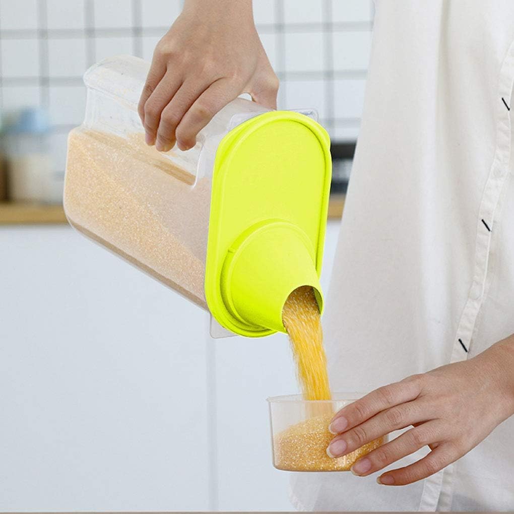 2 Ensemble Pot scellé avec Couvercle Rangement de Stockage Récipient de Distributeur PP PP Cuisine Rice Cereal Preservation Boîte, 3 Ensemble (Jaune 2,5 L)