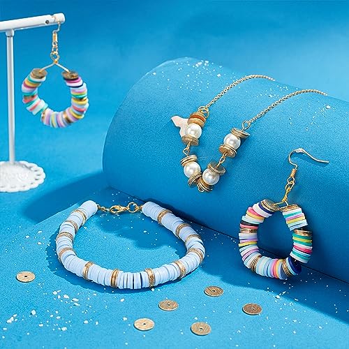 PH PandaHall 300pcs 8mm Gold Beads Heishi Disc Beads Brass Rondelle Spacer Bead Long-Lasting Bead for Necklace Bracelet Earring Jewelry Making