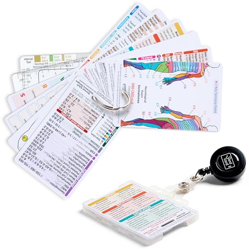 YardCard Set of 12 Essential Lanyard Cards (ID Card Size) with Holder & Retractable Reel for Nurses Nursing Students Doctors Paramedics Medical Students