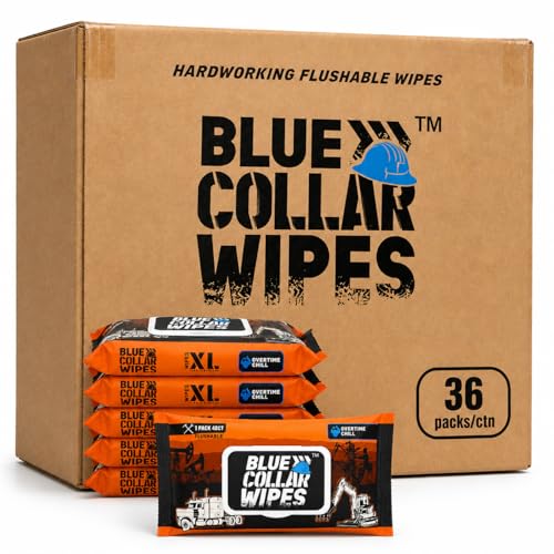 Image of XL Flushable Adult Wet Wipes - Biodegradable, Sewer & Septic Safe - Overtime Chill Scent - 36 Resealable Packs of 48