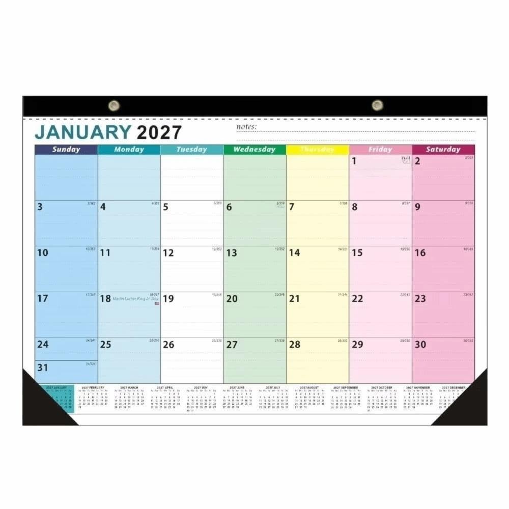 Calendrier mural grand format 2027, planification quotidienne