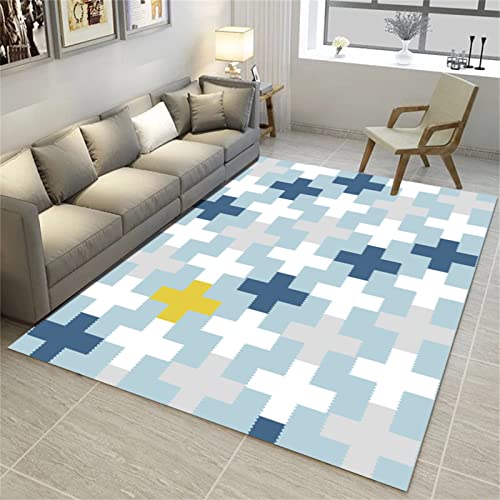 Teppich Pastell Hellblauer Teppich, Geometrisches Muster, Gemütliches Zuhause, Teenager-Dekor,...