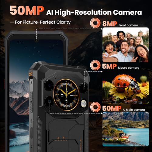Image of FOSSIBOT F117 4G Rugged Phone Unlocked, 24GB+256GB+2TB,10600mAh Battery Waterproof Phones,Android 15 Rugged Cell Phone, 6.745 inch HD+ 1.32-inch IPS Smartphone,50MP+16MP+5MP Rugged Phone(2026 Orange)