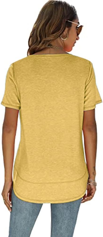 Beimuc Summer Tops for Women Short Sleeve Crewneck Tshirts Side Split Loose Fit Tunic Shirts - Image 4