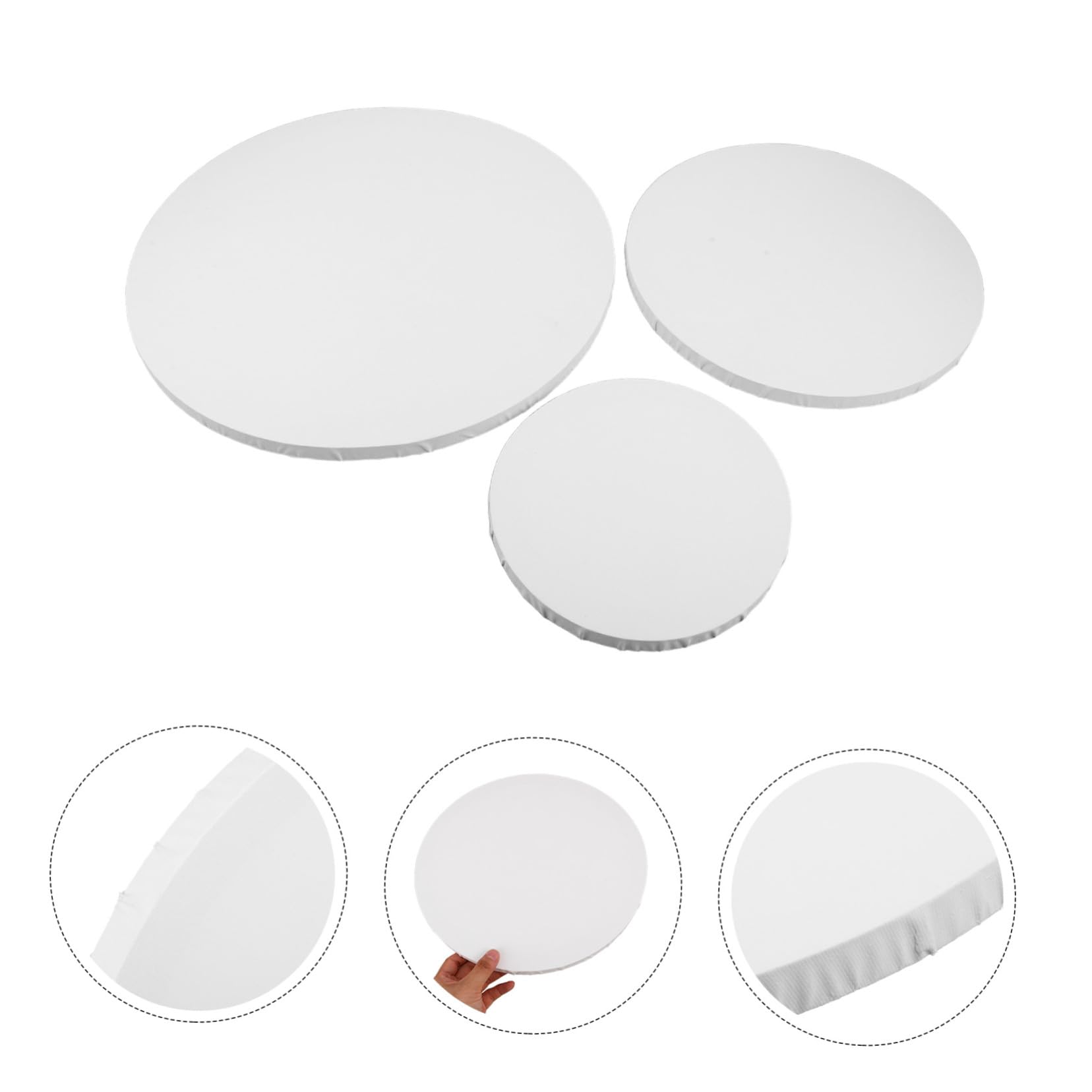SEWACC 3pièces Toiles Ronds Entoilées Coton Vierge Pour Peinture à Huile Châssis Tendus Pour Artistes Formats