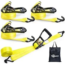 Trekassy 2" x 27 Heavy Duty Ratchet Straps 10,000 Lbs Break Strength, Tie Down Ratcheting with J-Hooks, Cargo Straps for Trucks, Trailers & Moving Appliances - 4 Pack