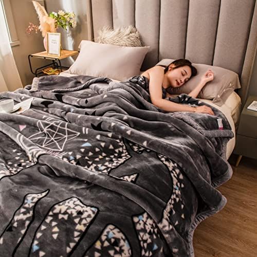 Miniatura 6 de Manta de visón coreano de felpa, tamaño individual, forro polar pesado de 5 libras, sedosa, suave y cálida, de 2 capas, manta de cama Raschel