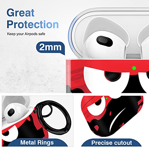 Image of for Airpods 3 Case 2021, Don't Touch Me for Airpods Cover with Keychain Soft Cute Shockproof Cover for Women Men Compatible with for Airpods 3 Charging Case,red
