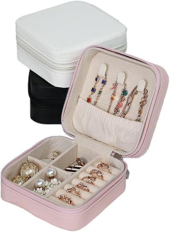 Miniatura 5 de joyero Caja De Almacenamiento De Cuero Para Pendientes, Organizador De Joyas, Estuche De Joyería De Viaje, Tamaño Pequeño, Venta Al Por Mayor joyas