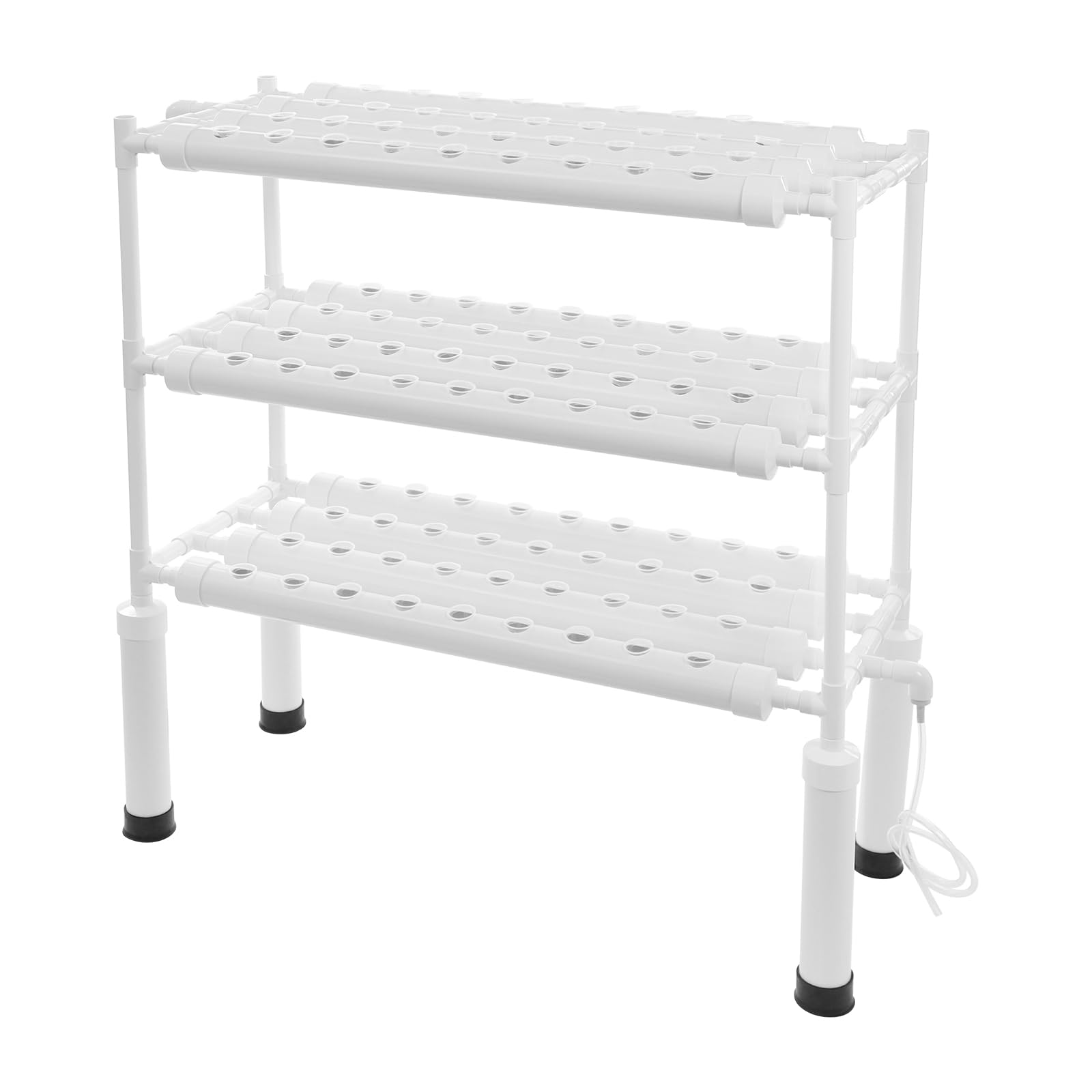 Système de culture hydroponique 108 emplacements pour plantes, kit de culture hydroponique à 3 étages avec pompe à eau et minuterie d'irrigation, étagère verticale en PVC pour légumes, herbes et