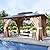 Aoxun 10'x12' Hardtop Gazebo, Aluminum Frame Permanent Pavilion with Curtains and Netting, Outdoor Polycarbonate Gazebo, Double Roof Canopy, for Gardens, Patios, Lawns