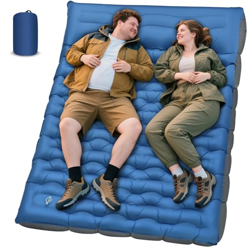 Oramoose Double Sleeping Pad, 6' Extra Thick Portable Camping Sleeping Pad with Pillows & Built-in Foot Pump, Ultralight Camping Mat for Backpacking, Hiking, Traveling, Tent, Car Camp Gear