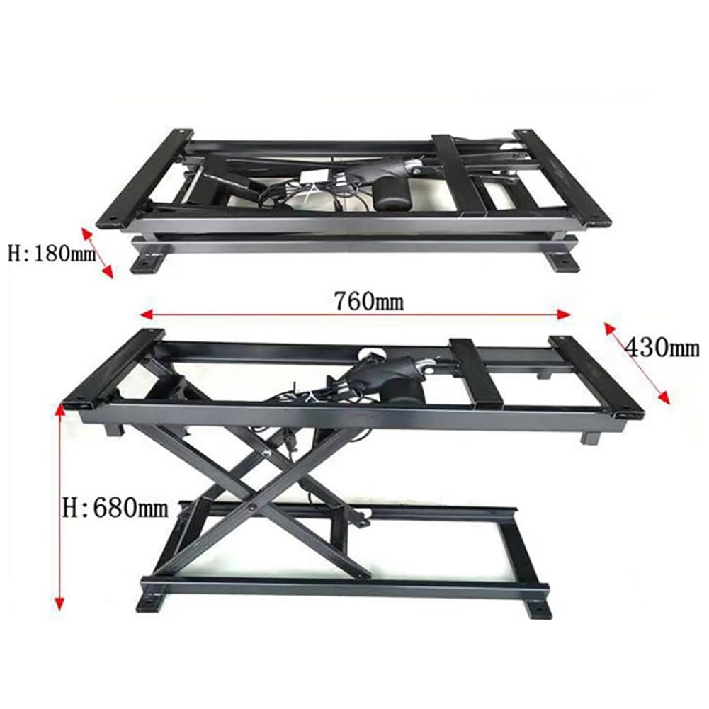 Élévateur de table basse électrique, support de table de salle à manger pliable, plate-forme de travail avec hauteur réglable de 68 cm, télécommande filaire, cadre en métal pliable, charge élevée de