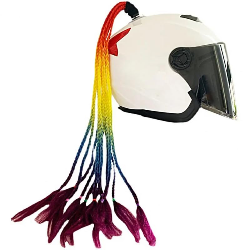 Image of Motorcycle Helmet Hair Braid Ponytail Tails For any Helmets, Light Purple