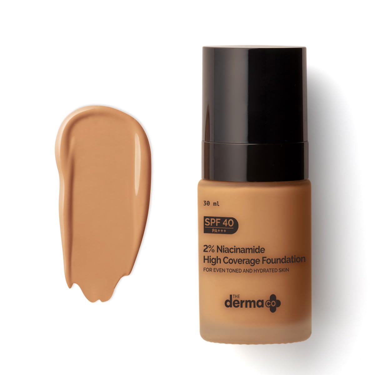 The Derma Co Matte 2% Niacinamide Medium Coverage Liquid Foundation For All Skin Types With 1% Hyaluronic Acid & Spf 40 Pa+++ For 12 Hour Long Stay & Oil Control - 04 Caramel, Pack Of 1