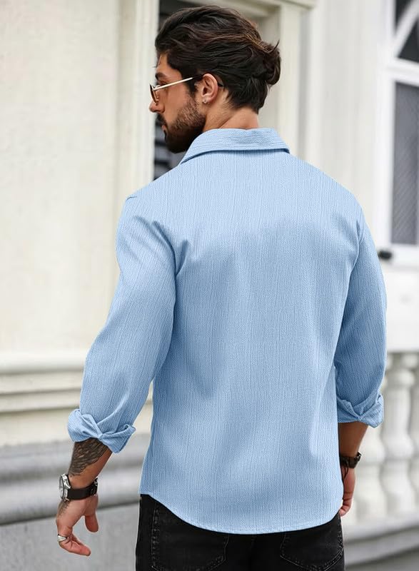 Image of Men Popcorn Shirt Trendy Stylish Casual Look Formal Office Office Party Daily Use Comfortable Fashion Shirt Outfit