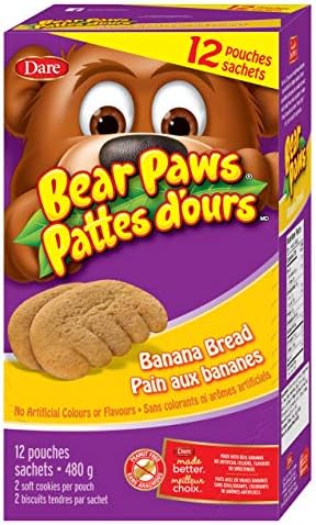 Bear Paws Dare Banana Bread Cookies, Family Size, 480g/17 oz., (12 Pouches) {Imported from Canada}